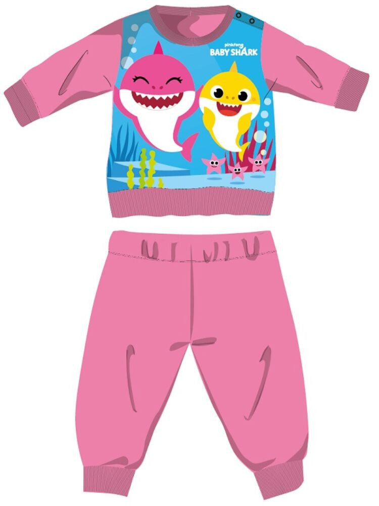 Baby Shark winter thick baby pajamas - cotton flannel pajamas - pink - 98