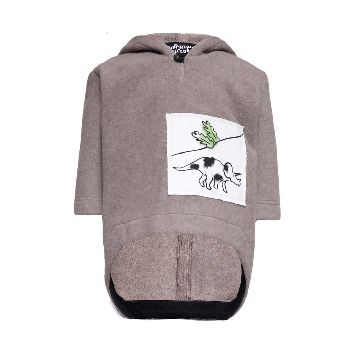 Beige Cotton Fleece Hoodie for Baby