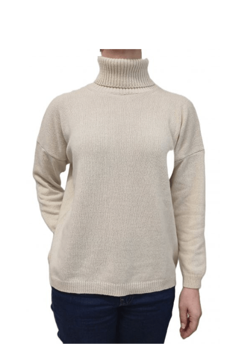 Women's High Neck Oversized Sweater in Regenerated Cashmere