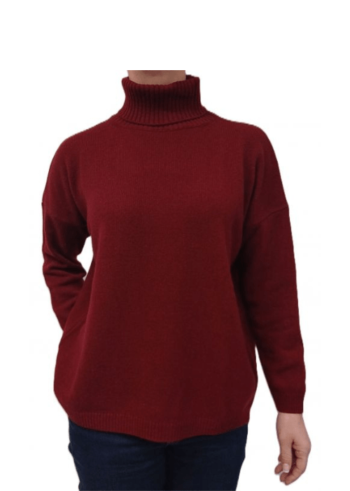Women's High Neck Oversized Sweater in Regenerated Cashmere