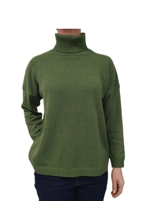 Women's High Neck Oversized Sweater in Regenerated Cashmere