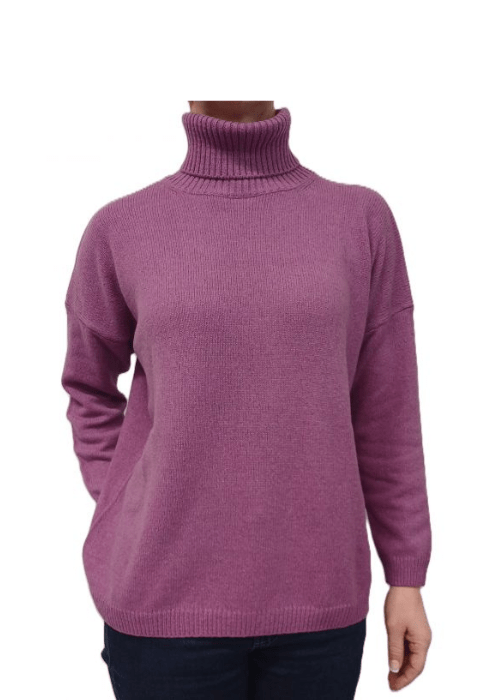 Women's High Neck Oversized Sweater in Regenerated Cashmere