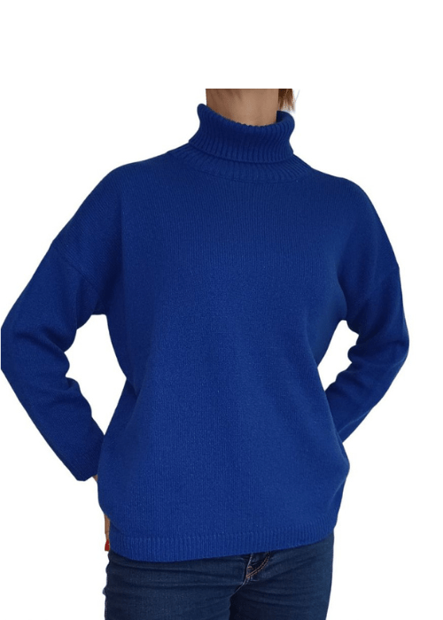 Women's High Neck Oversized Sweater in Regenerated Cashmere