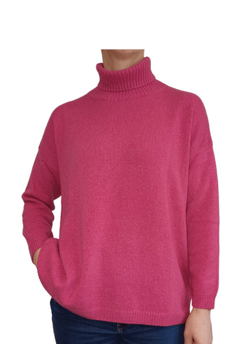 Women's High Neck Oversized Sweater in Regenerated Cashmere