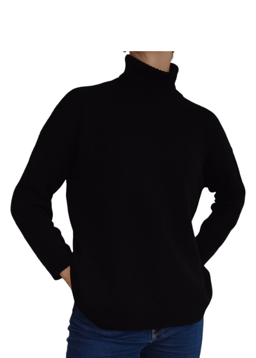 Women's High Neck Oversized Sweater in Regenerated Cashmere