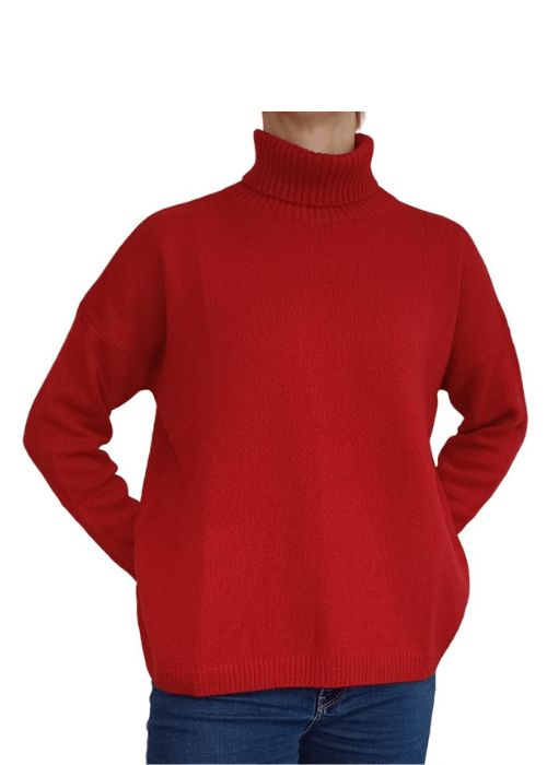 Women's High Neck Oversized Sweater in Regenerated Cashmere