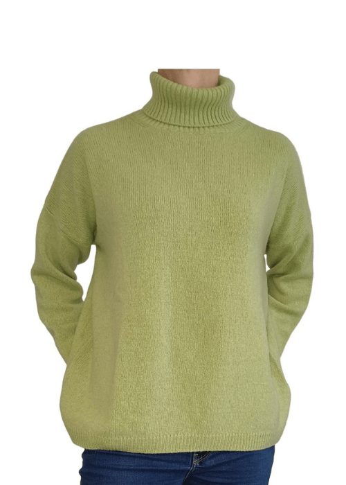 Women's High Neck Oversized Sweater in Regenerated Cashmere